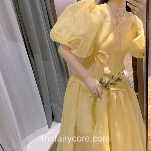Blossom Chic Fairy Tale Puff Sleeve Fairycore Dress