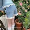 Cute Denim Bowknot Fairy Tale Lace Short