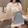 Dreamy Pleated Lace A-Line Bow Cute Skirt
