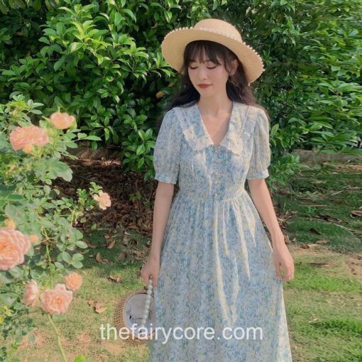 Fairy Tale Floral Cottage Style Midi Dress