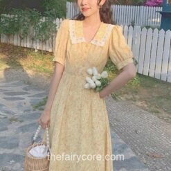 Fairy Tale Floral Cottage Style Midi Dress