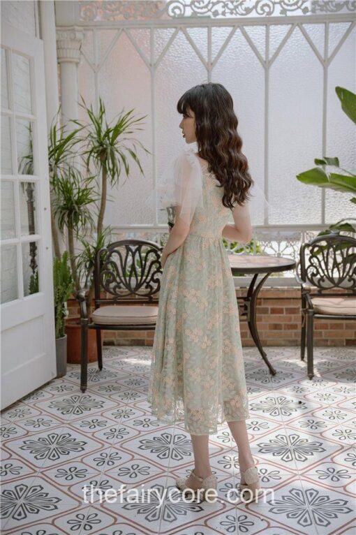 Fairy Tale Floral Slim Fit Embroidered Lace Dress