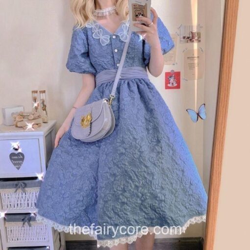 Puff Sleeve Blue Retro Fairy Dress