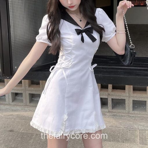 Softhearted Casual Bow Casual High Street Mini Dress