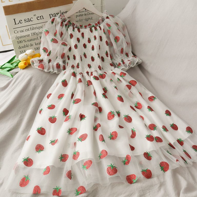 Strawberry Dot Chiffon Softhearted Fairy Dress