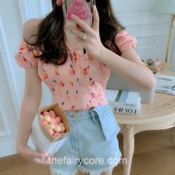 Warmhearted Off Shoulder Fruit Puff Sleeve Blouse