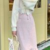 Adorable Japanese Sweet Bow Designer Plaid Strap Fairycore Dress 6