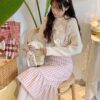 Adorable Japanese Sweet Bow Designer Plaid Strap Fairycore Dress 11