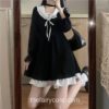 Gentle Fairycore Black Lolita Patchwork Mini Dress 6