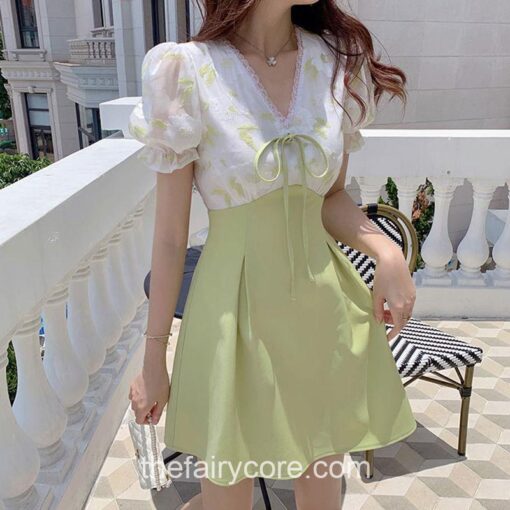 Softie Fairycore Summer Elegant Puff Sleeve Boho Floral Dress 5