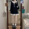 Gentle Fairycore Black Lolita Patchwork Mini Dress 9