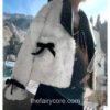 Winter Warm Faux Fur Bow Designer Wool Fairycore Short Coat 1