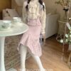 Adorable Japanese Sweet Bow Designer Plaid Strap Fairycore Dress 7