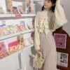Adorable Japanese Sweet Bow Designer Plaid Strap Fairycore Dress 9