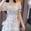 Fairycore Kindhearted French Retro Floral High Waist V-Neck Midi Dress 5