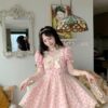Kawaii Bow Floral Lace Lolita French Mini Dress 5