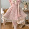 Kawaii Bow Floral Lace Lolita French Mini Dress 8