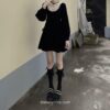 Retro Black Gothic Lace Patchwork Fairycore Mini Dress 11