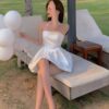 Warmhearted Elegant Solid Strap Sweet Sleeveless Mini Dress 7