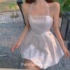 Warmhearted Elegant Solid Strap Sweet Sleeveless Mini Dress 1