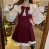 Gentle Lolita Patchwork Fairycore Sweet Party Bow Kawaii Dress 8