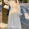 Softie Vintage Fairycore French Lace Puff Sleeve Dress 2