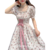 Charming Floral Princess Fairy Sweet Puff Sleeve Dress 6