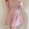 Dolly Kawaii Knitted Solid Bodycon Chic Fairycore Mini Dress 5